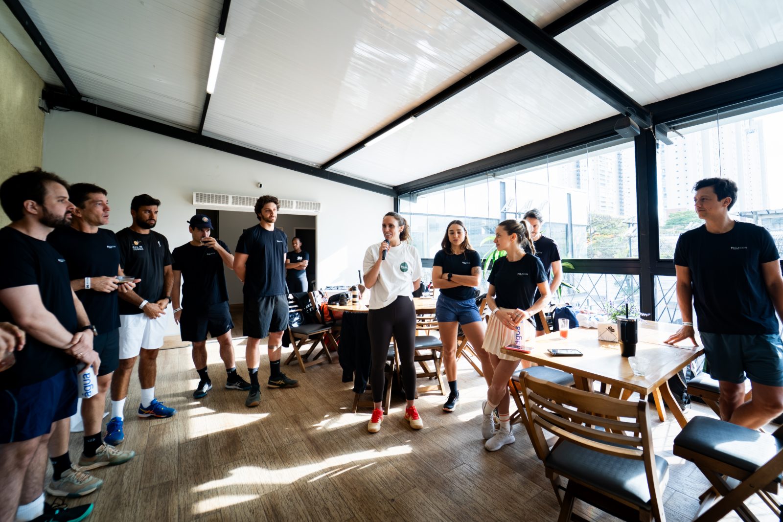 A conversation with a group in the Bioma space